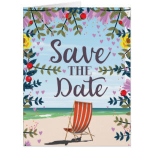 Save The Date Vintage Vintage Beach and Deckchair