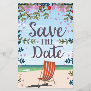 Save The Date Vintage Vintage Beach and Deckchair