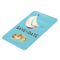 Save the Date vintage yacht and wedding rings