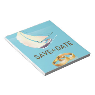 Save the Date vintage yacht and wedding rings Notepad