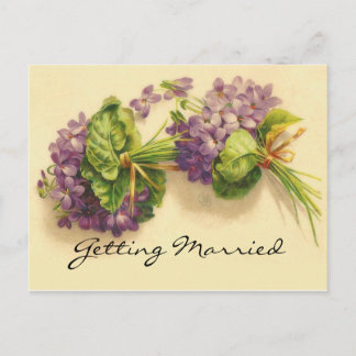 Save the Date Violet Bouquets Announcement Postcard