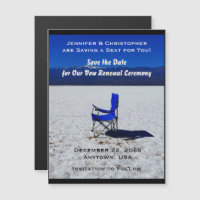 Save the Date Vow Renewal Blue Chair Magnet