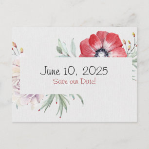 Save the Date watercolor bouquet Announcement Postcard