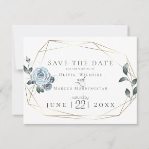 Save the Date Watercolor Dusty Blue Floral
