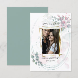 SAVE THE DATE   Watercolor Eucalyptus Foliage Invitation