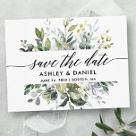 Save The Date Watercolor Greenery Calligraphy Postcard<br><div class="desc">Modern Calligraphy Script Elegant Watercolor Botanical Greenery Wedding Engagement Announcement Save The Date Postcard includes eucalyptus leaves,  green botanical foliage,  dusty blue leaves and other beautiful botanical greenery.</div>