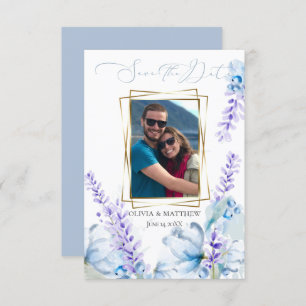 SAVE THE DATE   Watercolor Lavender - Dusty Blue Invitation