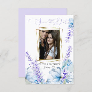SAVE THE DATE   Watercolor Lavender - Dusty Blue Invitation