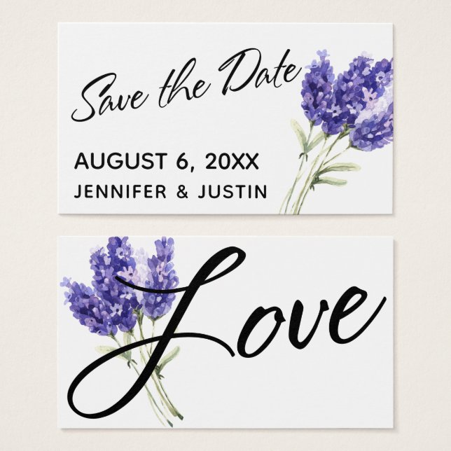 Save the Date Watercolor Lavender Flowers Insert (Front & Back)
