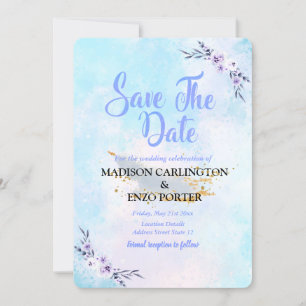 Save The Date Watercolor Pastel Invitation