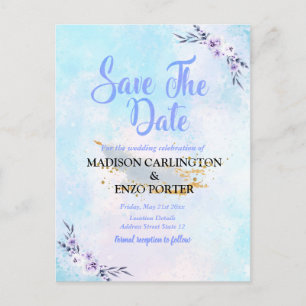 Save The Date Watercolor Pastel Postcard