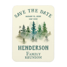 Save the Date Watercolor PineTrees Family Reunion