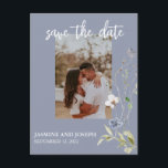 Save the Date Watercolor Wild Flowers Photo Announcement Postcard<br><div class="desc">This design may be personalised in the area provided by changing the photo and/or text. Or it can be customised by clicking Personalise this Template and then choosing the click to customise further option and delete or change the colour of the background, add text, change the text colour or style,...</div>