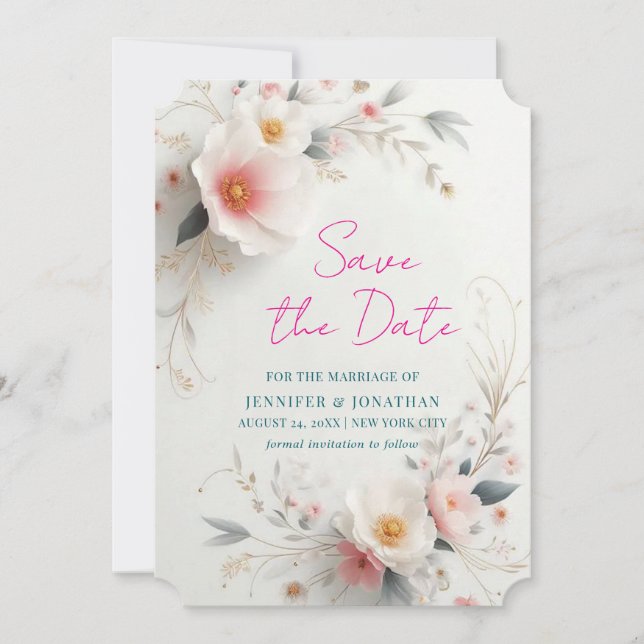 Save The Date Watercolour Aquarell Flowers Script (Front)