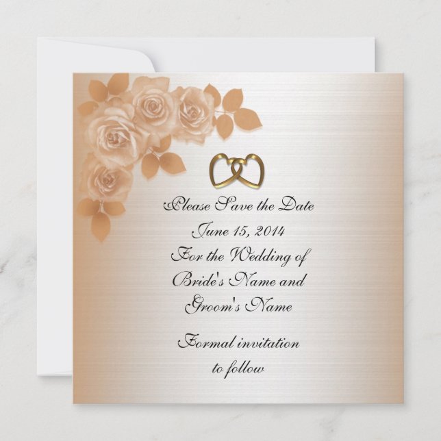 Save the date Wedding announcement elegant roses (Front)