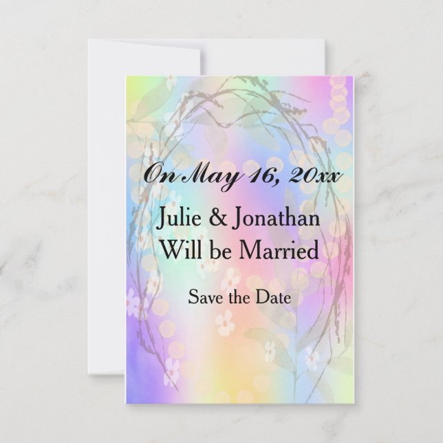 Save the Date Wedding Announcement Rainbow Colours (Front)