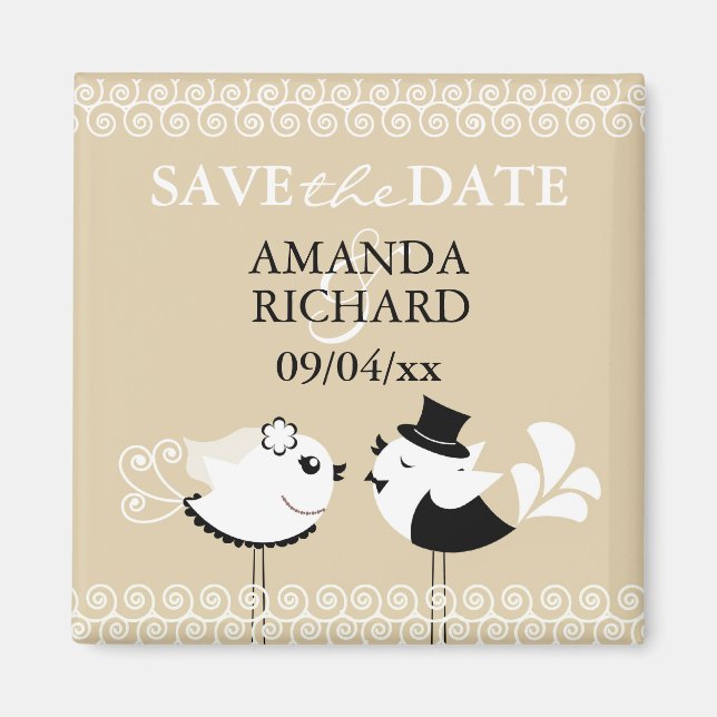 Save The Date Wedding Birds Magnet (Front)