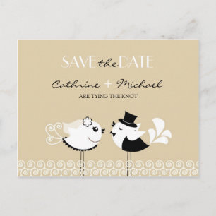 Save The Date Wedding Birds Postcard