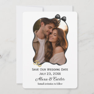 Save The Date Wedding Bow And Ribbon Frame Invitation