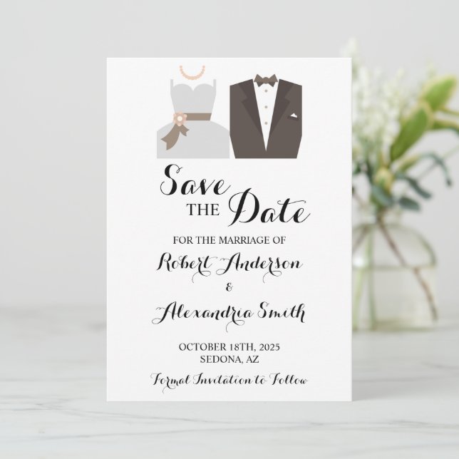 Save the Date Wedding Bride & Groom Invitation (Standing Front)