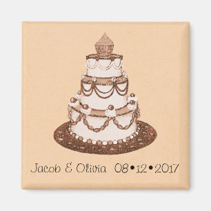 Save the Date Wedding Cake Magnet