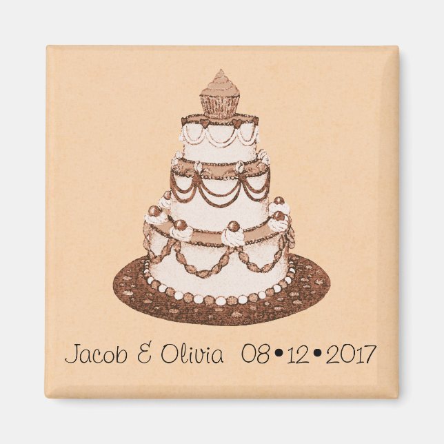 Save the Date Wedding Cake Magnet (Front)