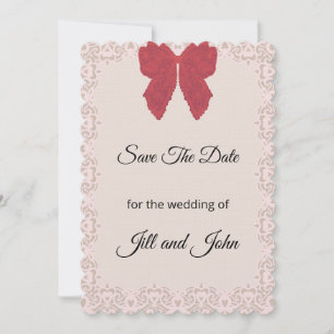 Save The Date Wedding Card Lace Bow