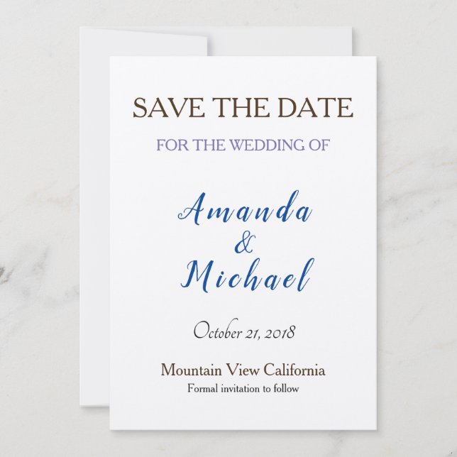 Save the Date Wedding Champagne Shimmer Classical (Front)