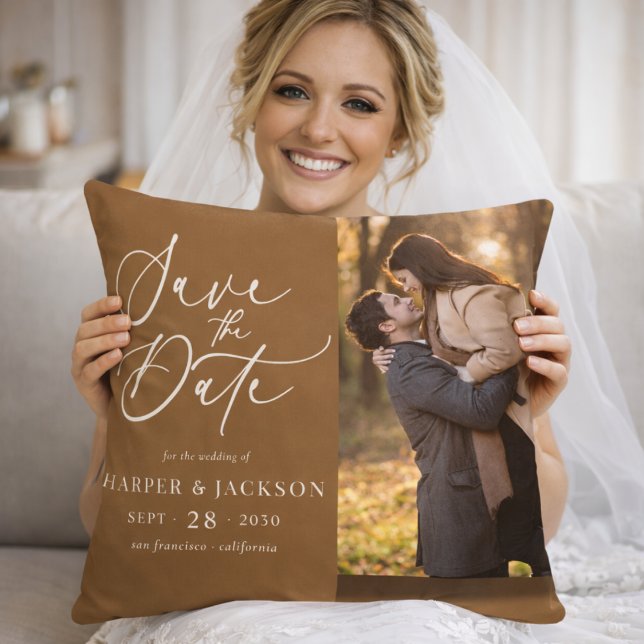 Save the Date Wedding Custom Photo Cushion (Creator Uploaded)