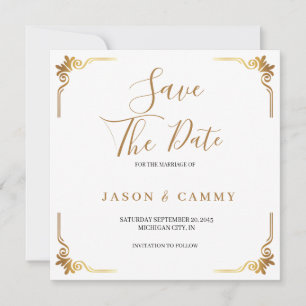 Save the Date Wedding Elegant Gold Card