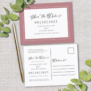 Save The Date Wedding Elegant Pink Modern Script Announcement Postcard