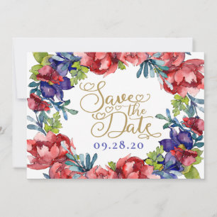 Save The Date Wedding   Happiness Floral & Script Invitation