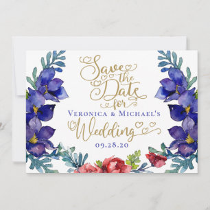 Save The Date Wedding Happiness Floral & Script Invitation