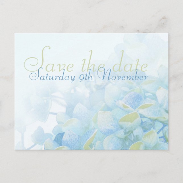 Save the date wedding hydrangea postcards (Front)