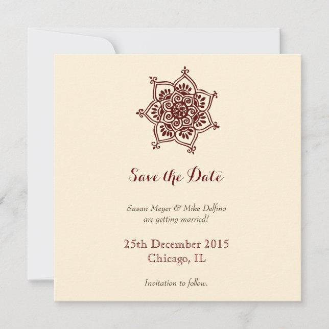 Save the date wedding invitation card brown white (Front)