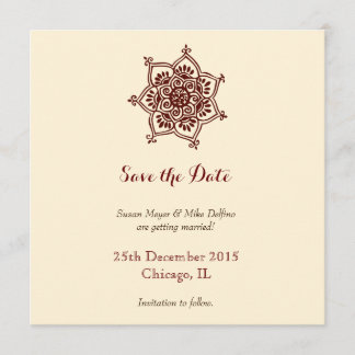 Save the date wedding invitation card brown white