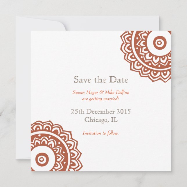 Save the date wedding invitation card maroon white (Front)