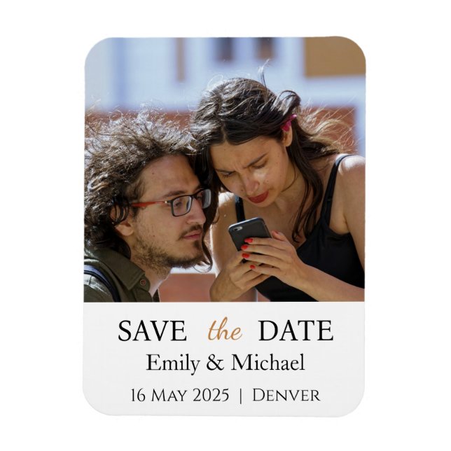 Save The Date Wedding Invitation Photo Magnet (Vertical)