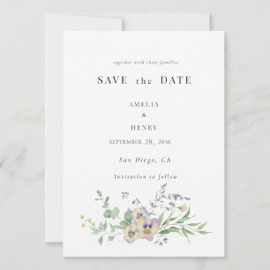 Save the Date Wedding Invitation Viola & Eucalypt