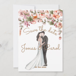 Save the date Wedding invitation watercolor floral
