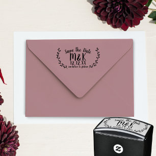 Save the Date Wedding Laurel Wreath Self-inking Stamp