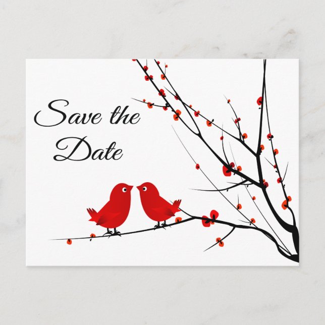 Save the Date Wedding Love Birds Photo Post Card (Front)