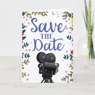 Save The Date Wedding Movie Camera Note Card