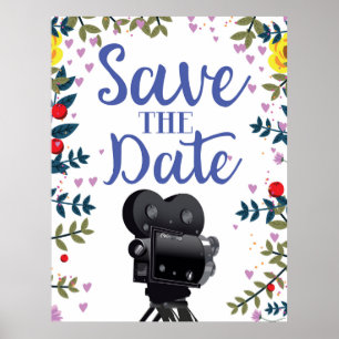 Save The Date Wedding Movie Camera Poster
