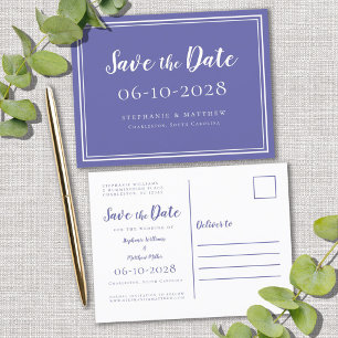 Save The Date Wedding Periwinkle Simple Modern Announcement Postcard