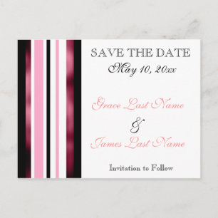 Save The Date Wedding Personalised Postcard Pink