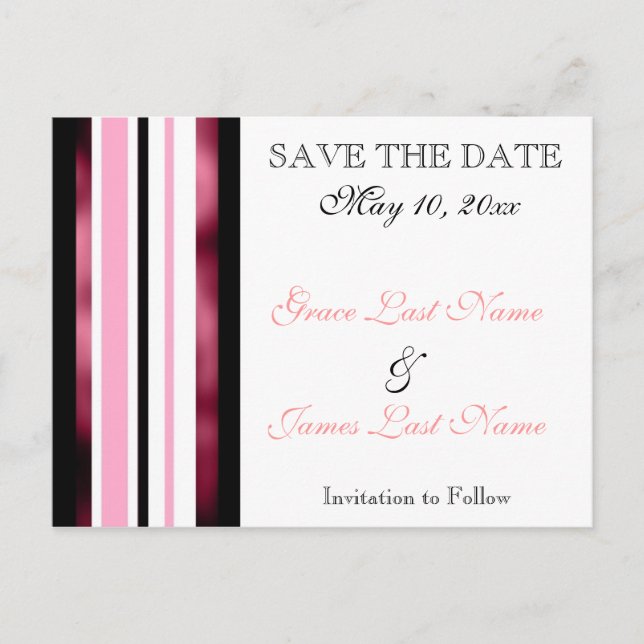Save The Date Wedding Personalised Postcard Pink (Front)