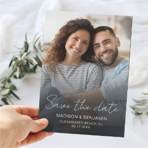 Save The Date Wedding Photo Engagement Modern Chic Magnetic Invitation