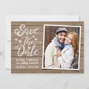 Save The Date Wedding   Photo on Wood Postcard