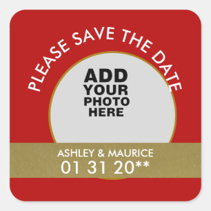 save the date wedding photo  square sticker